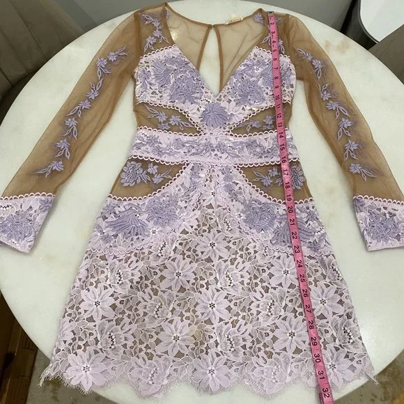 For Love and Lemons Matador Tulle Floral Lace Dress in Lilac Purple - Size Small - Picture 13 of 15
